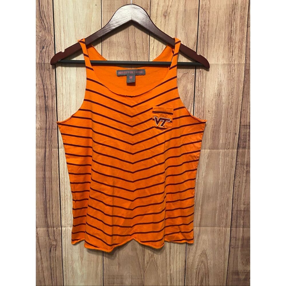 Virginia Tech Medium university girls apparel orange striped tank top